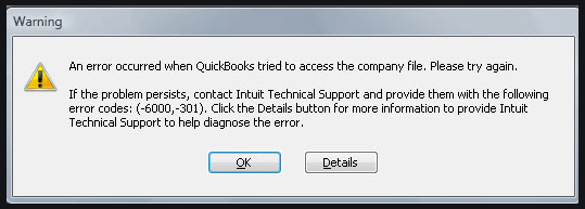 Quickbooks Error -6000 -301