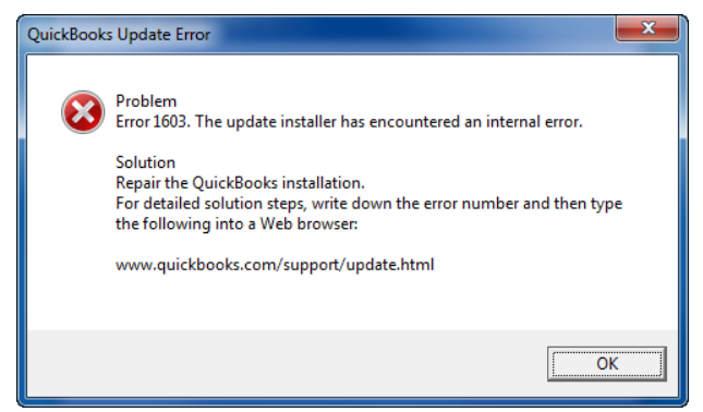 Quickbooks Update Error 1603